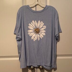 Blue T-Shirt with Daisy Print